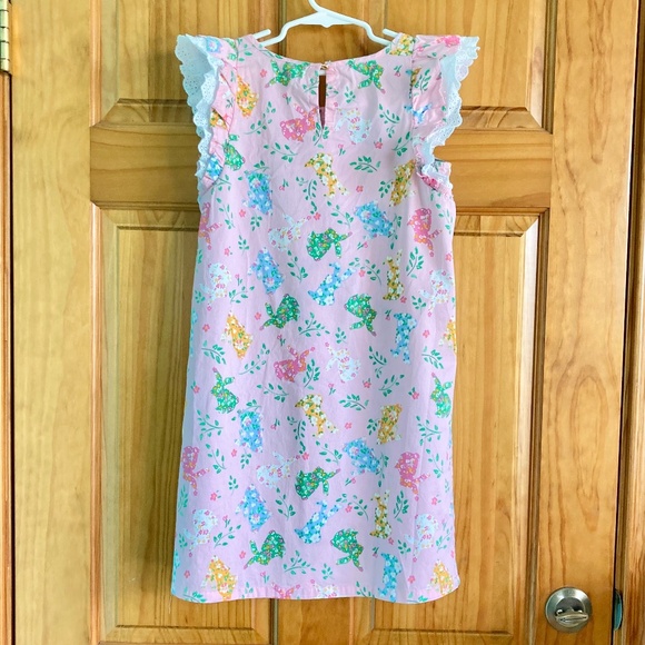 Girl’s size 10 Crown and Ivy pink bunny rabbit dress with gathered lacy sleeves - Picture 2 of 7